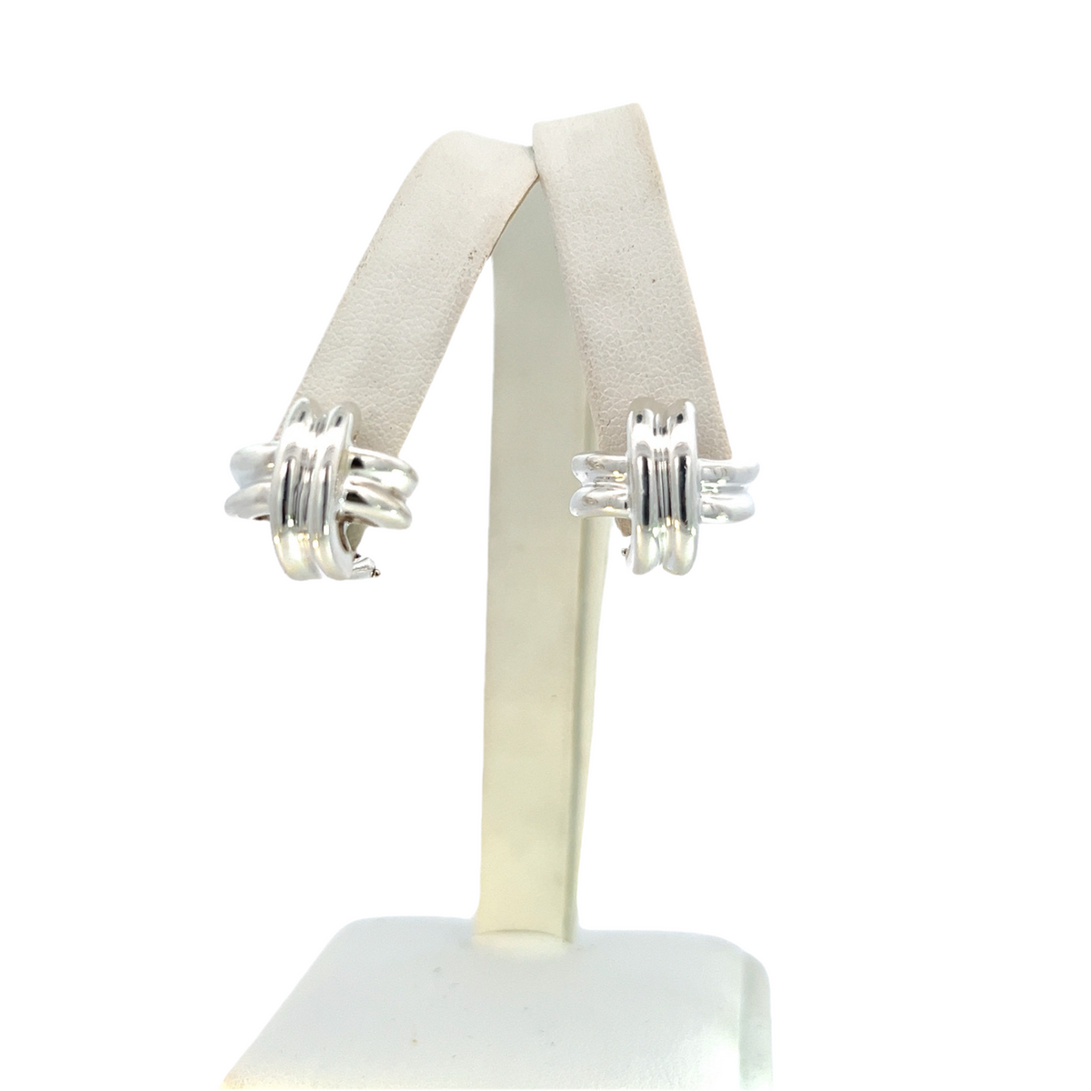 Tiffany & Co Estate X Signature Omega Back Earrings Sterling Silver TIF998