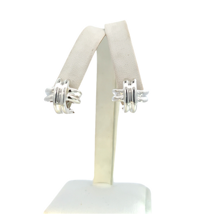Tiffany & Co Estate X Signature Omega Back Earrings Sterling Silver TIF998