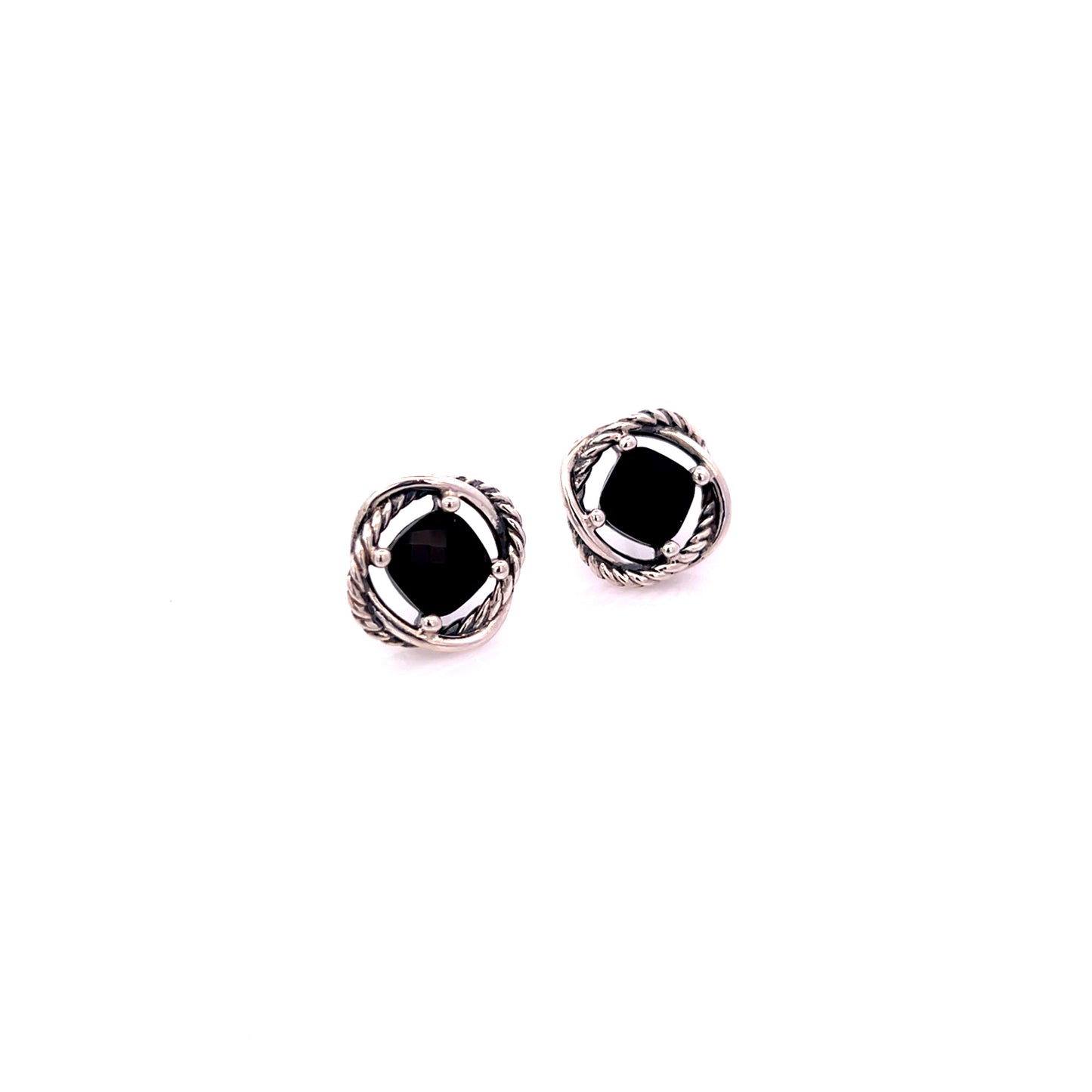 David Yurman Estate Onyx Infinity Earrings Sterling Silver DY523