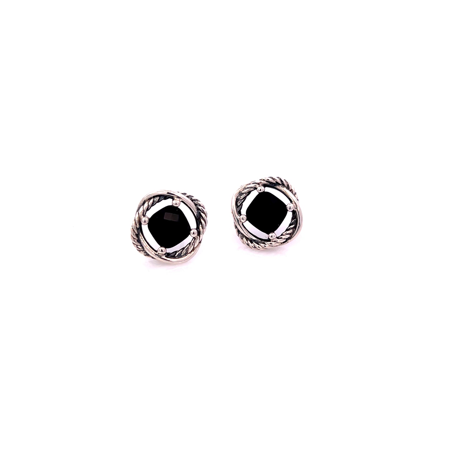 David Yurman Estate Onyx Infinity Earrings Sterling Silver DY523