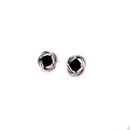 David Yurman Estate Onyx Infinity Earrings Sterling Silver DY523