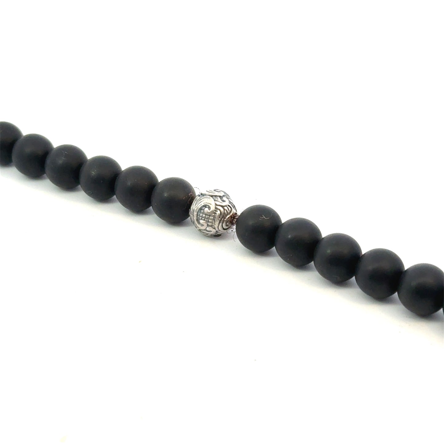 David Yurman Estate Matte Onyx Carved Prayer Beads Bracelet 8.5" Silver DY533