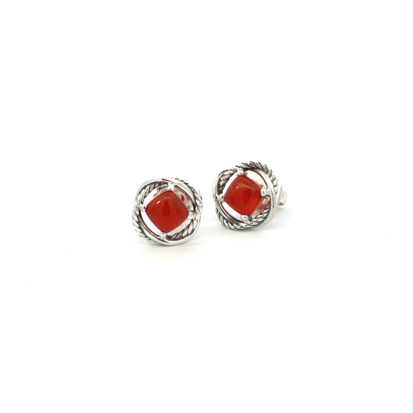 David Yurman Estate Carnelian Infinity Earrings 14kt + Silver DY536
