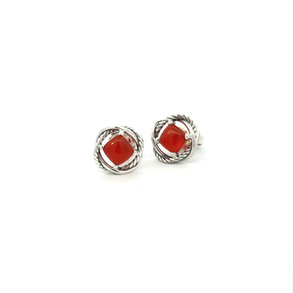 David Yurman Estate Carnelian Infinity Earrings 14kt + Silver DY536