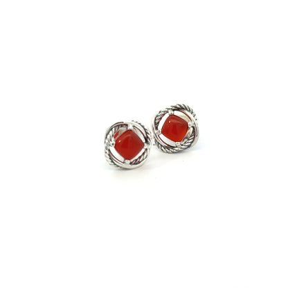 David Yurman Estate Carnelian Infinity Earrings 14kt + Silver DY536