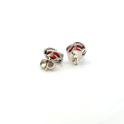 David Yurman Estate Carnelian Infinity Earrings 14kt + Silver DY536
