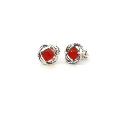 David Yurman Estate Carnelian Infinity Earrings 14kt + Silver DY536