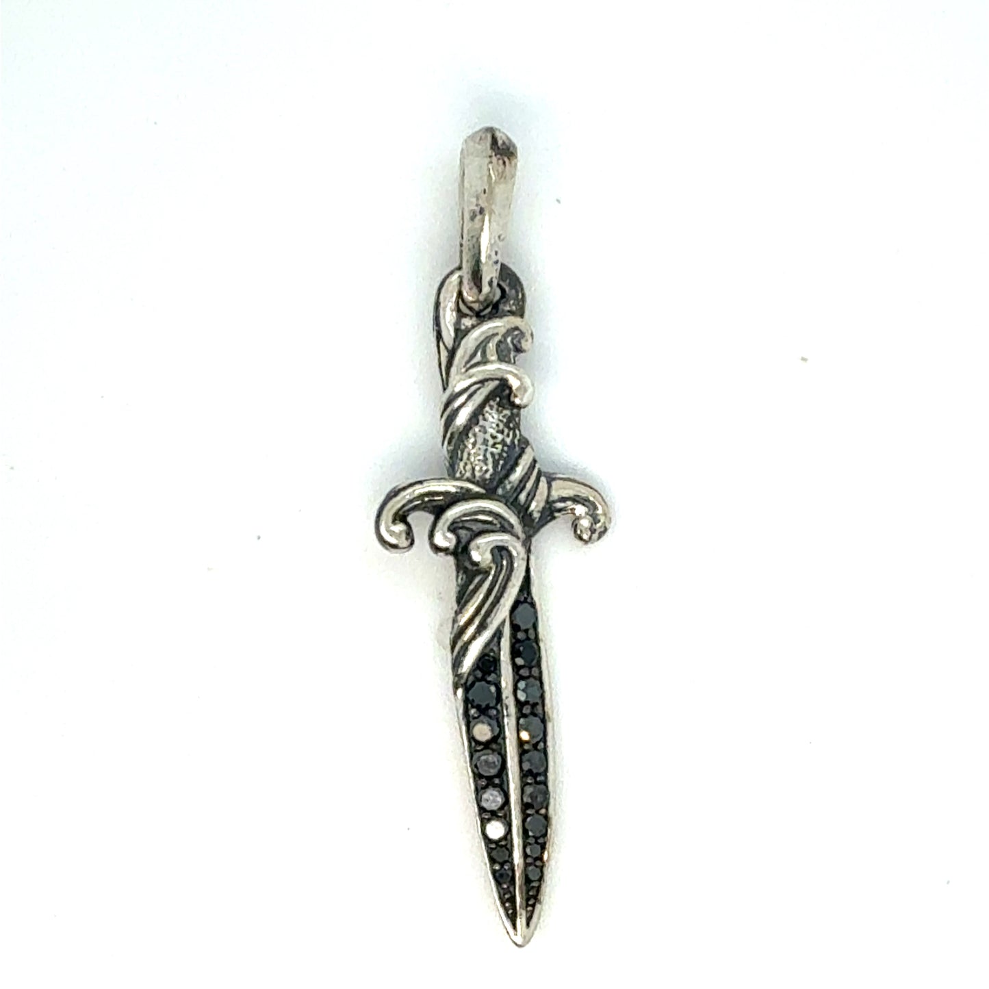 David Yurman Black Diamond Dagger Sterling Silver Estate DY574