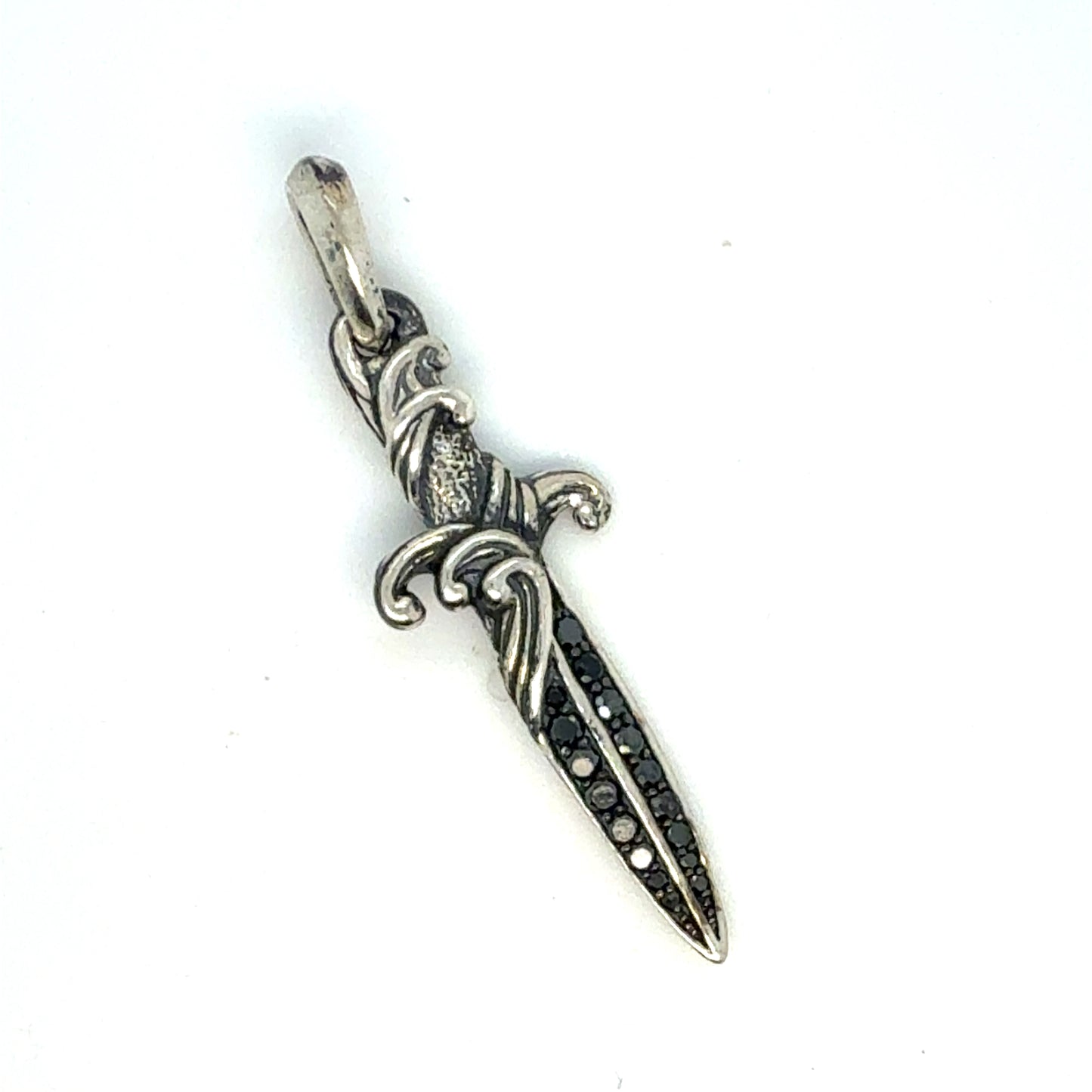David Yurman Black Diamond Dagger Sterling Silver Estate DY574