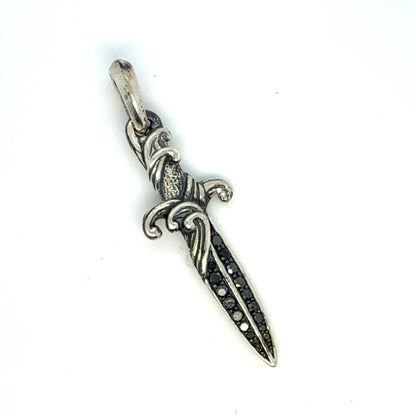 David Yurman Black Diamond Dagger Sterling Silver Estate DY574