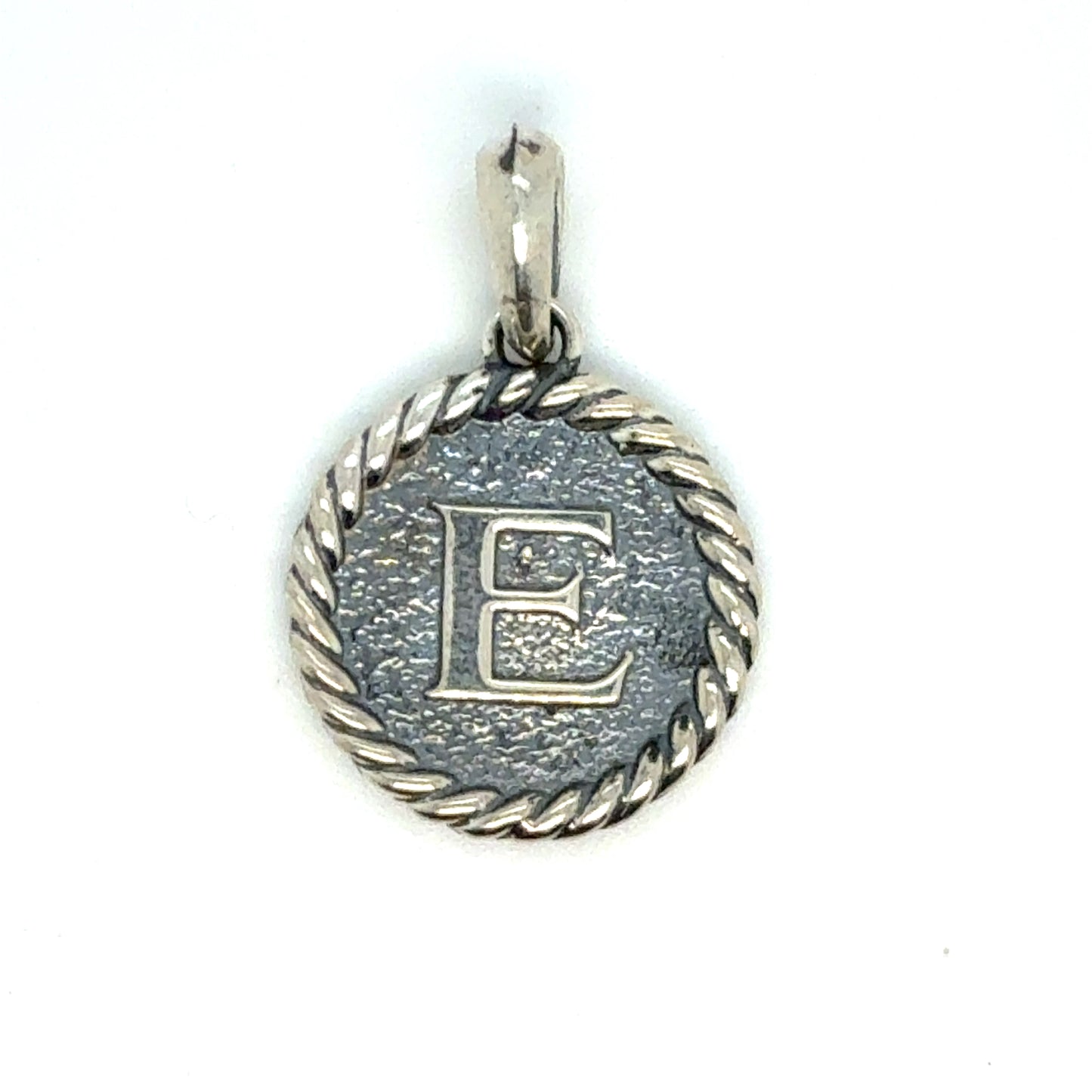 David Yurman E Initial Pendant Sterling Silver Estate DY585