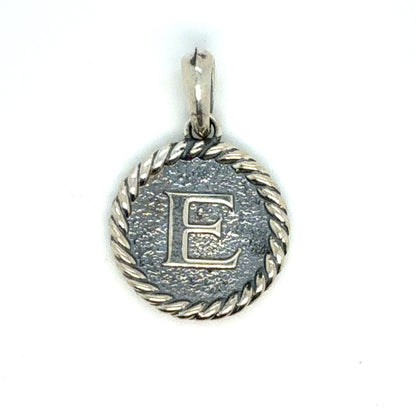 David Yurman E Initial Pendant Sterling Silver Estate DY585