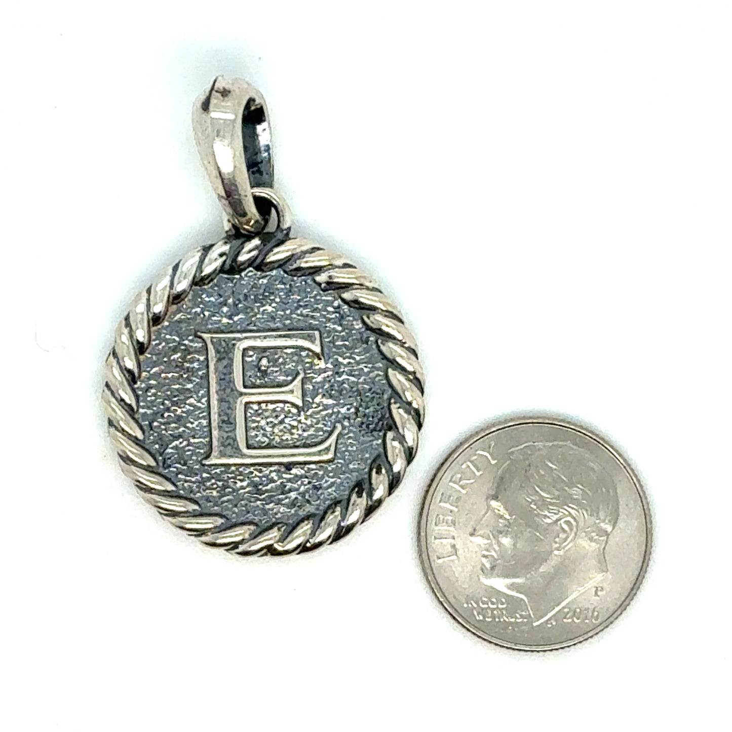 David Yurman E Initial Pendant Sterling Silver Estate DY585