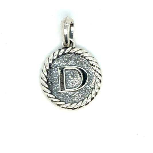 David Yurman D Initial Pendant Sterling Silver Estate DY586