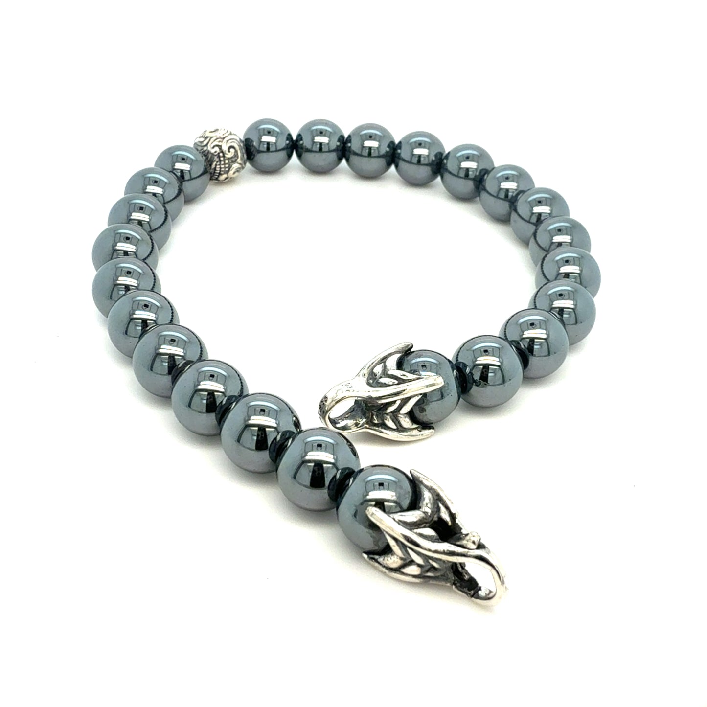 David Yurman Hematite Spiritual Beads Bracelet 8.5" 8 mm Silver Estate DY593