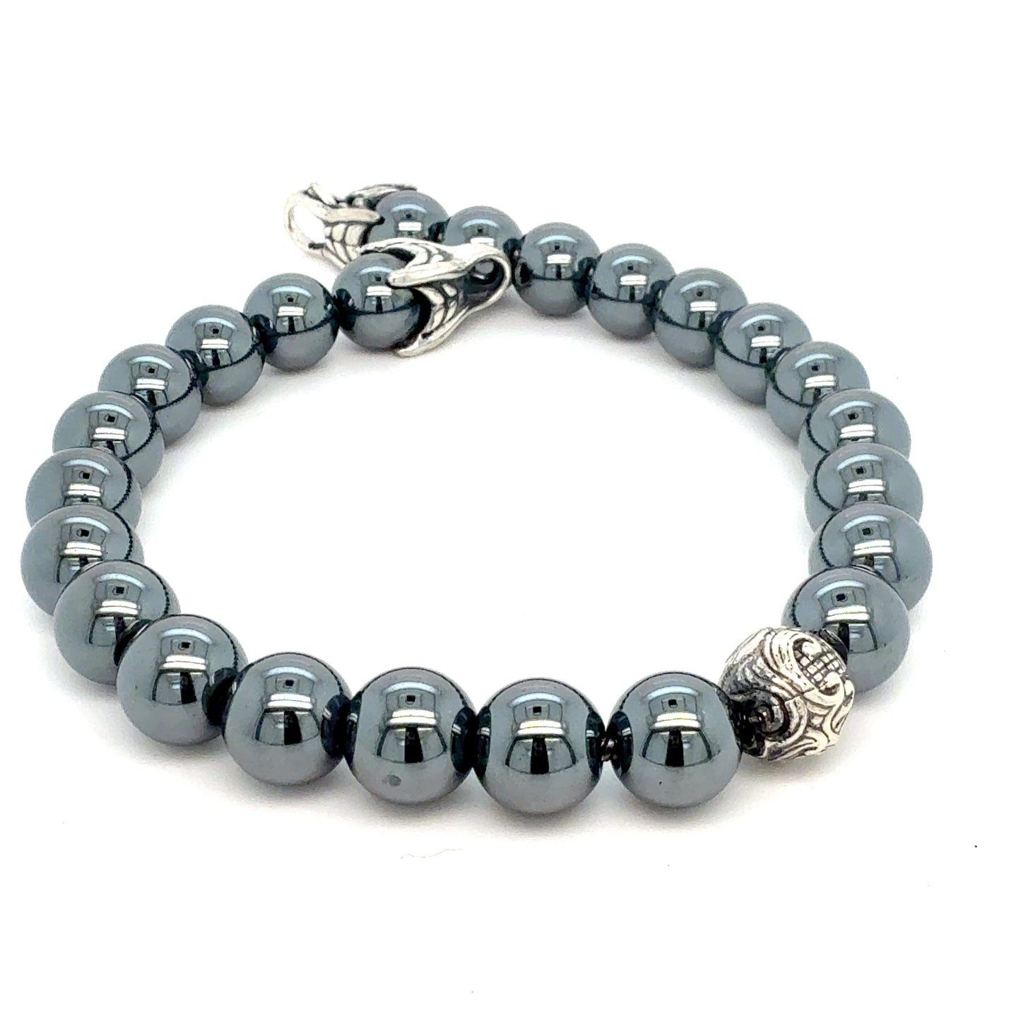David Yurman Hematite Spiritual Beads Bracelet 8.5" 8 mm Silver Estate DY593