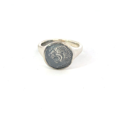 David Yurman Mens Lion Signet Ring Size 8 Sterling Silver Estate DY598