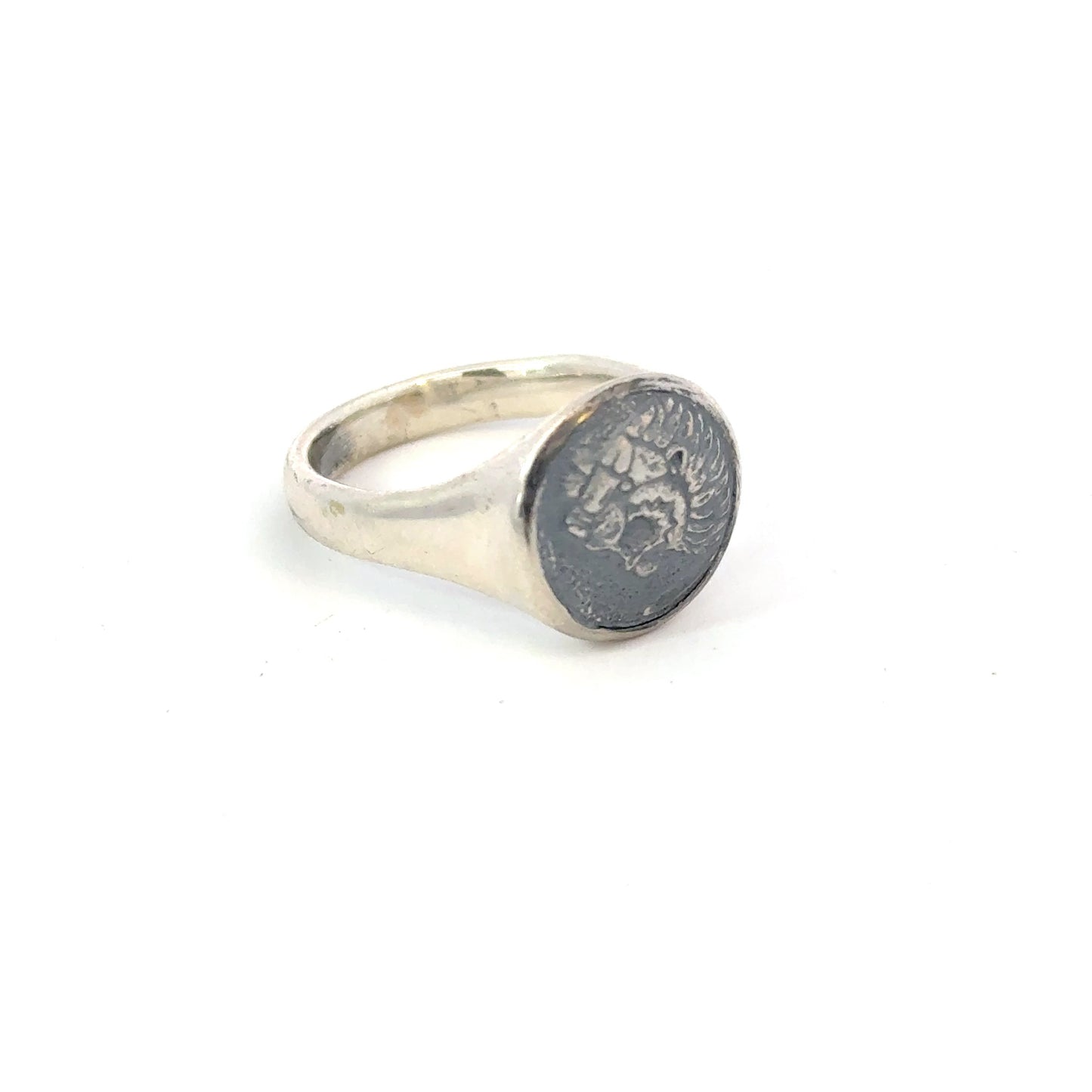 David Yurman Mens Lion Signet Ring Size 8 Sterling Silver Estate DY598