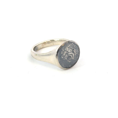 David Yurman Mens Lion Signet Ring Size 8 Sterling Silver Estate DY598