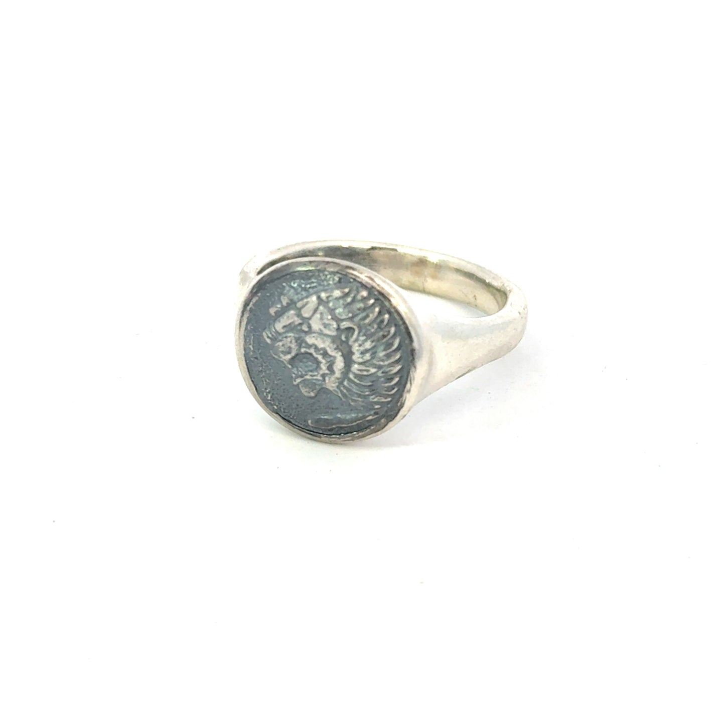 David Yurman Mens Lion Signet Ring Size 8 Sterling Silver Estate DY598