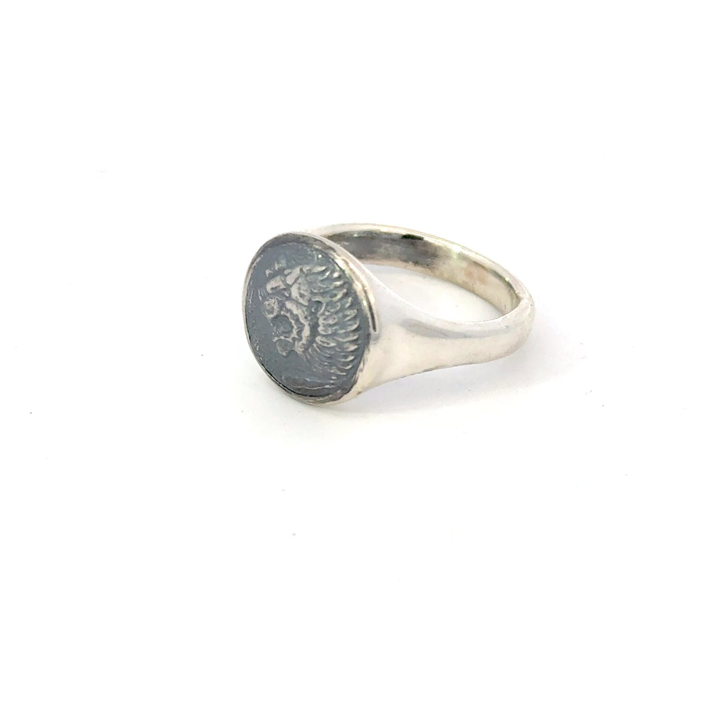 David Yurman Mens Lion Signet Ring Size 8 Sterling Silver Estate DY598