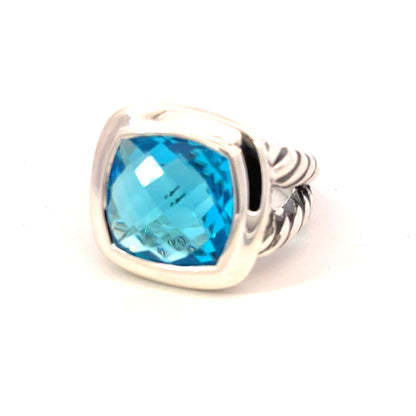 David Yurman Blue Topaz Ring Size 7 Sterling Silver Estate DY599
