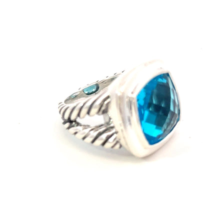 David Yurman Blue Topaz Ring Size 7 Sterling Silver Estate DY599