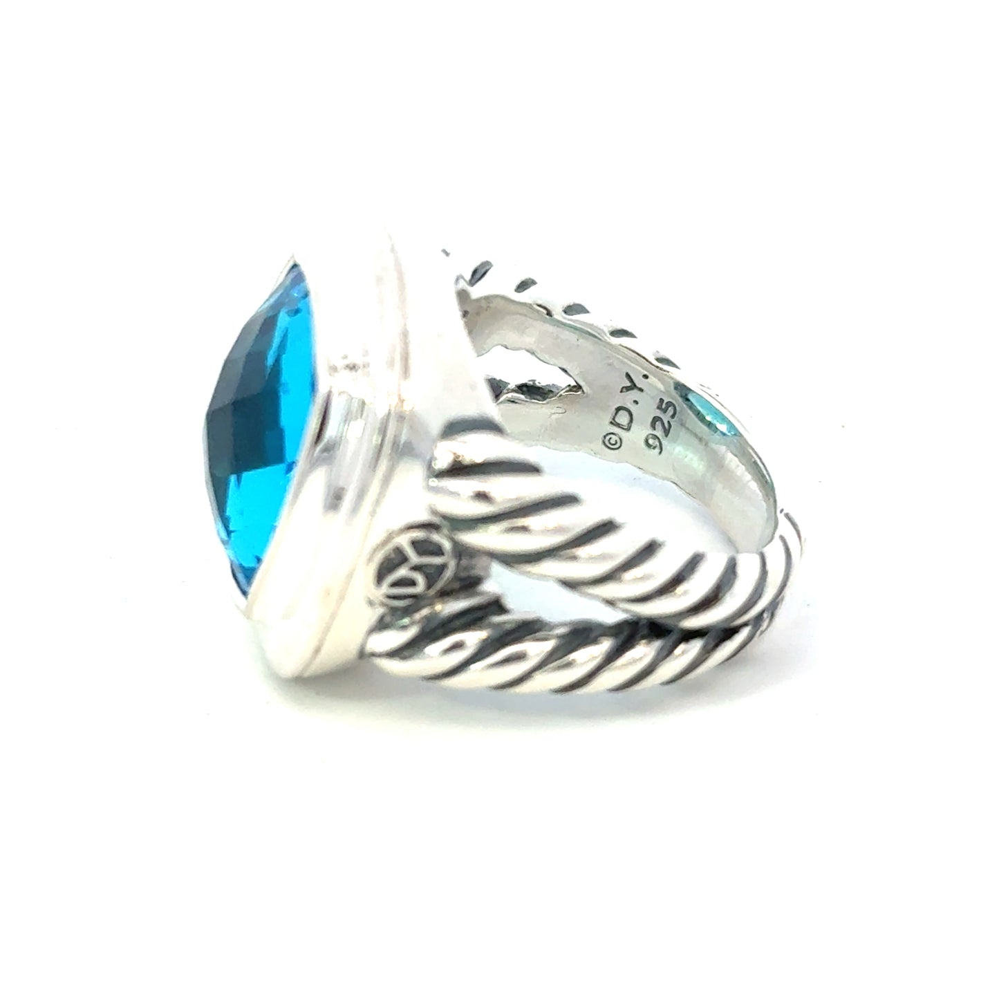 David Yurman Blue Topaz Ring Size 7 Sterling Silver Estate DY599