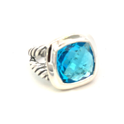 David Yurman Blue Topaz Ring Size 7 Sterling Silver Estate DY599