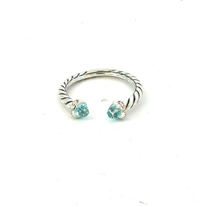 David Yurman Diamond Prasiolite Ring Size 8 Sterling Silver Estate DY600