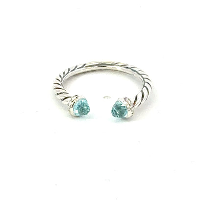 David Yurman Diamond Prasiolite Ring Size 8 Sterling Silver Estate DY600