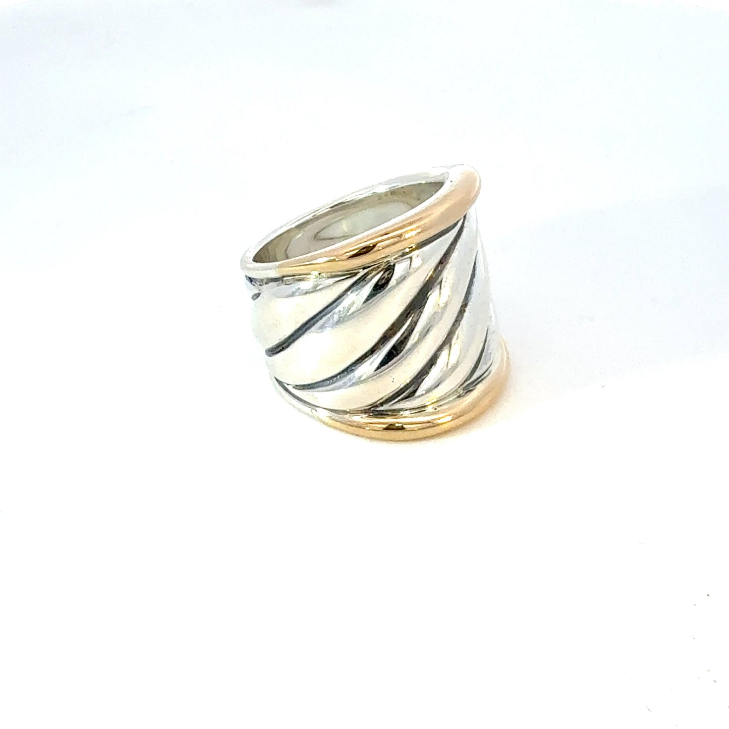 David Yurman Saddle Ring Size 8 18k Gold & Sterling Silver Estate DY606