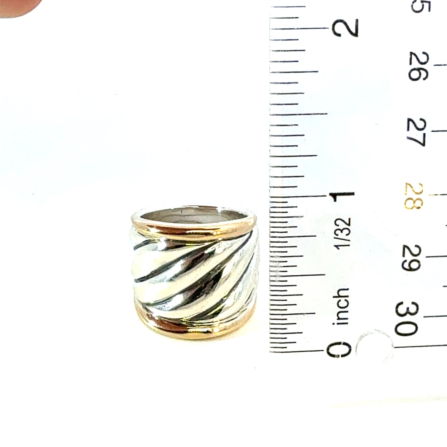 David Yurman Saddle Ring Size 8 18k Gold & Sterling Silver Estate DY606