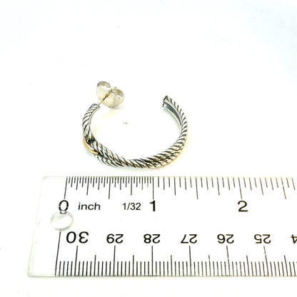 David Yurman 18k Gold & Silver Hoop Earrings Sterling Silver Estate DY617