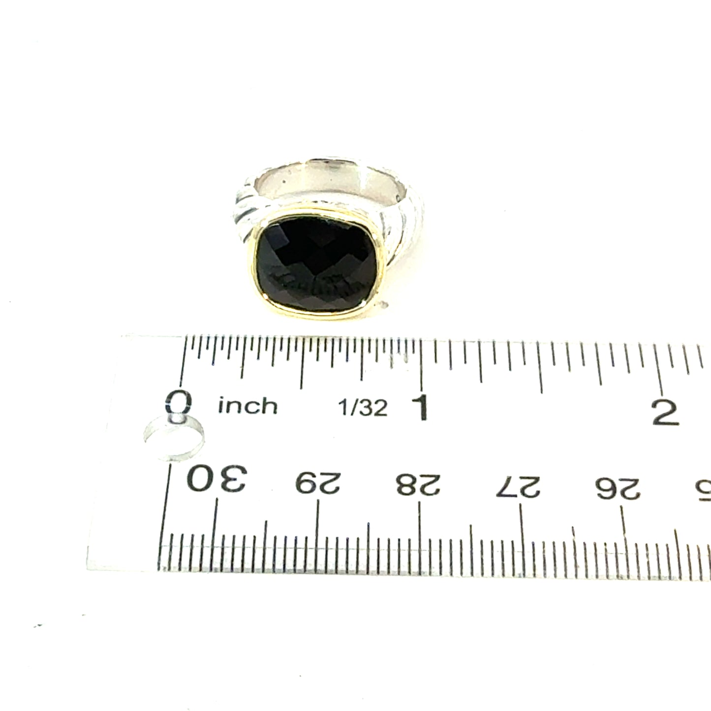 David Yurman Onyx Ring Size 7 18k Gold & Sterling Silver Estate DY626