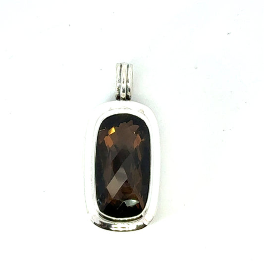 David Yurman Large Smokey Topaz Albion Pendant Sterling Silver Estate DY630