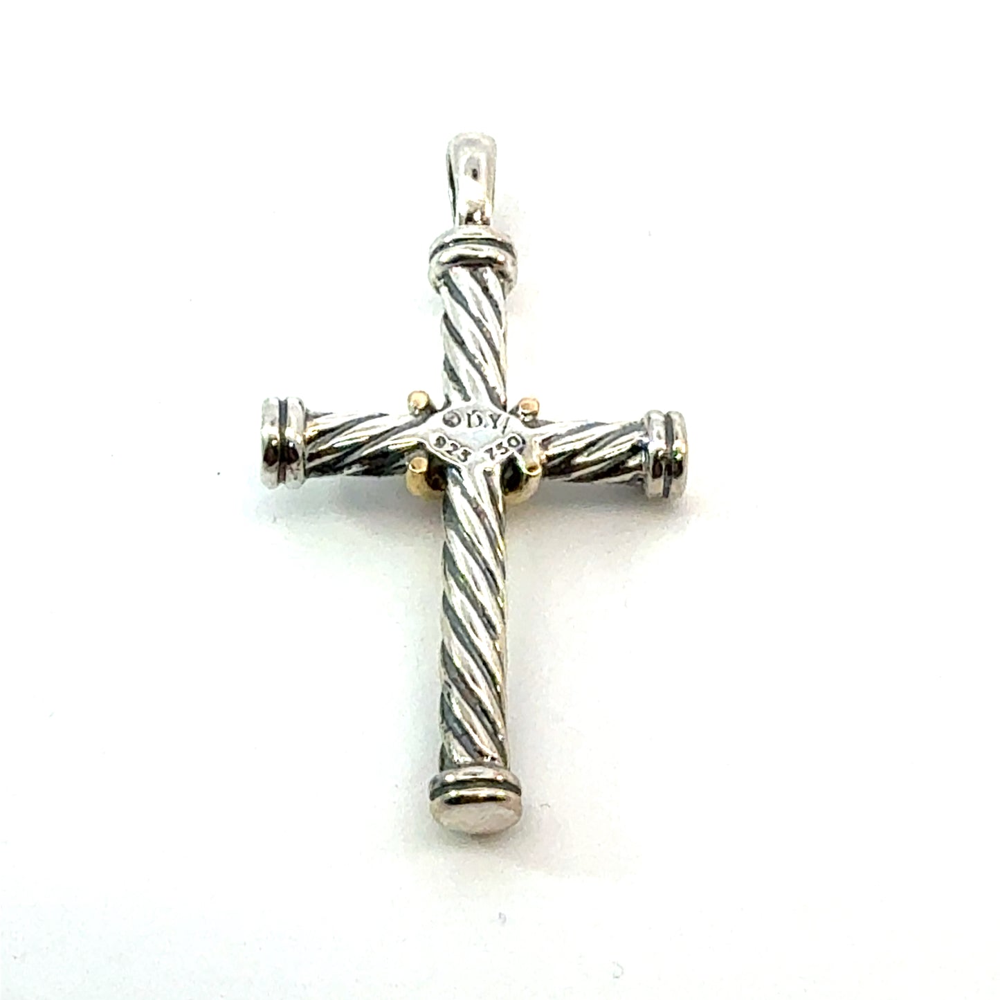 David Yurman 18k Gold & Sterling Silver Cross Pendant Estate DY633