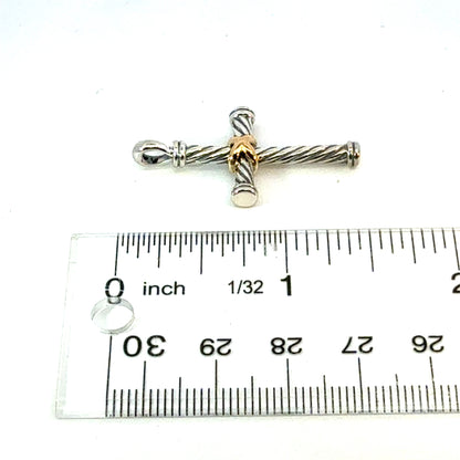 David Yurman 18k Gold & Sterling Silver Cross Pendant Estate DY633