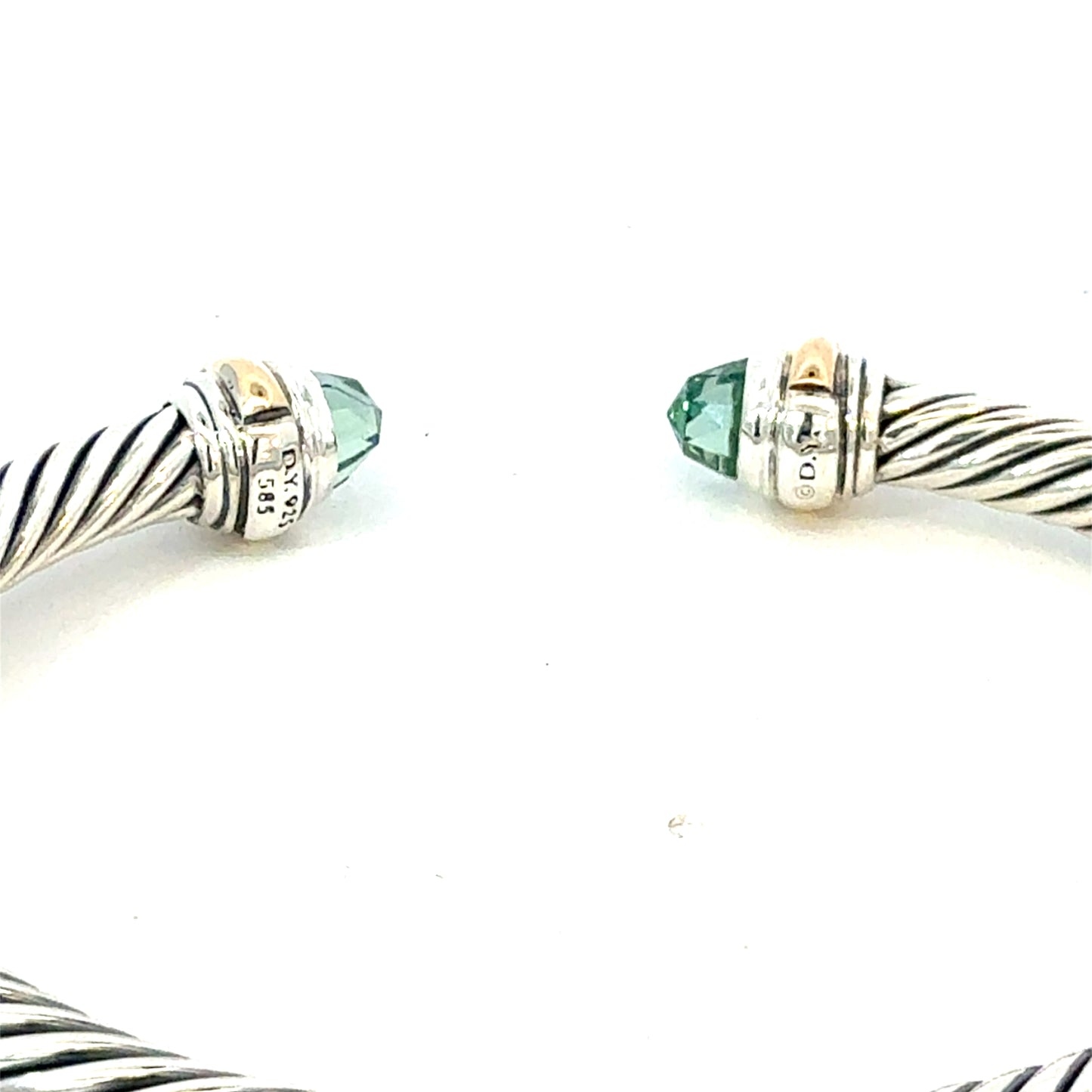 David Yurman Blue Topaz Cuff Bracelet 14k Gold & Silver 5 mm Estate DY637