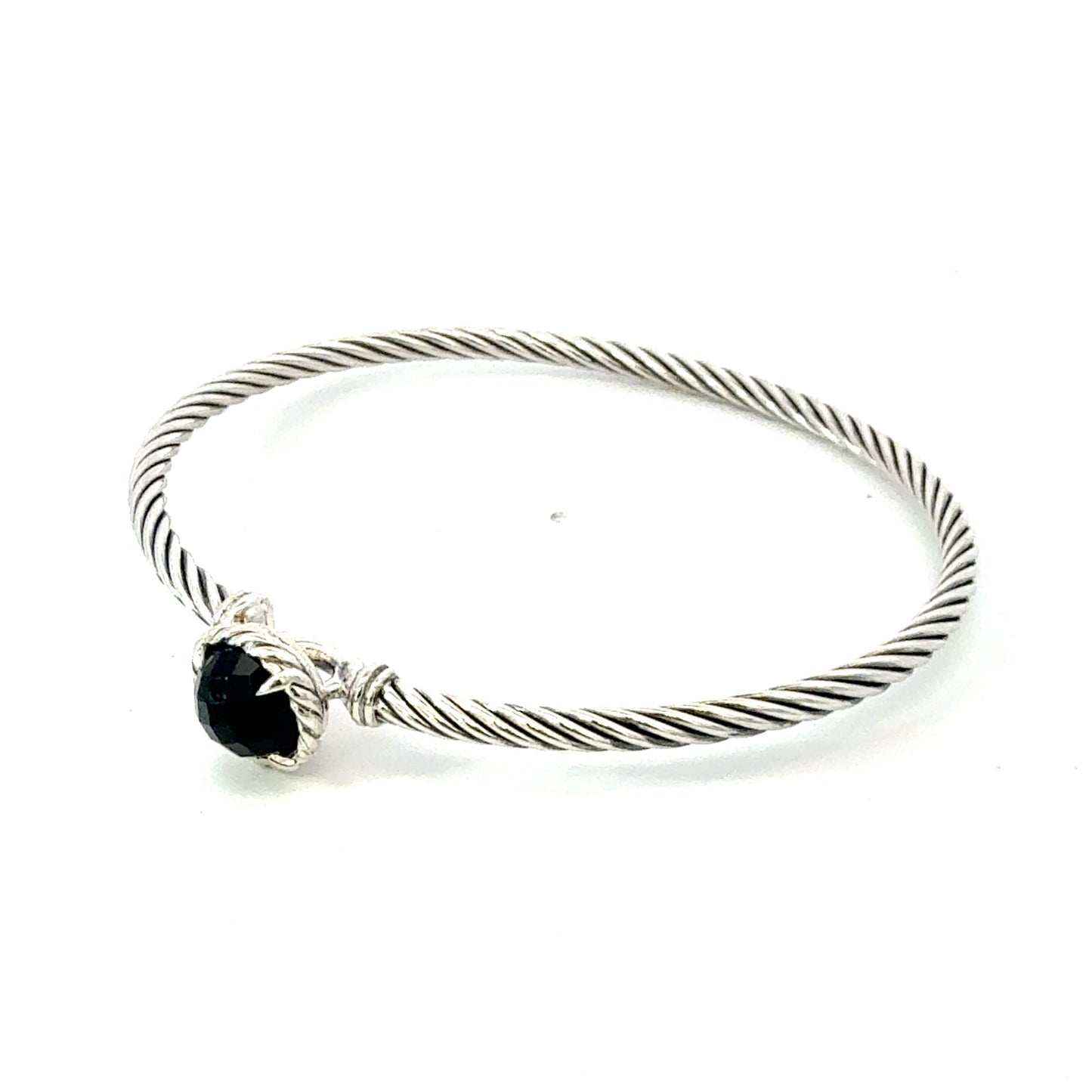 David Yurman Onyx Cuff Bracelet Size M 7.5" 3 mm Sterling Silver Estate DY640