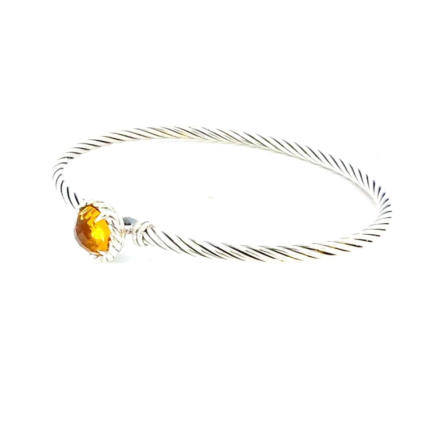 David Yurman Citrine Cuff Bracelet Size M 7.5" 3 mm Sterling Silver Estate DY641