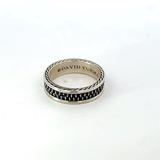 David Yurman Black Diamond Band Ring Size 10.25 Sterling Silver Estate DY643