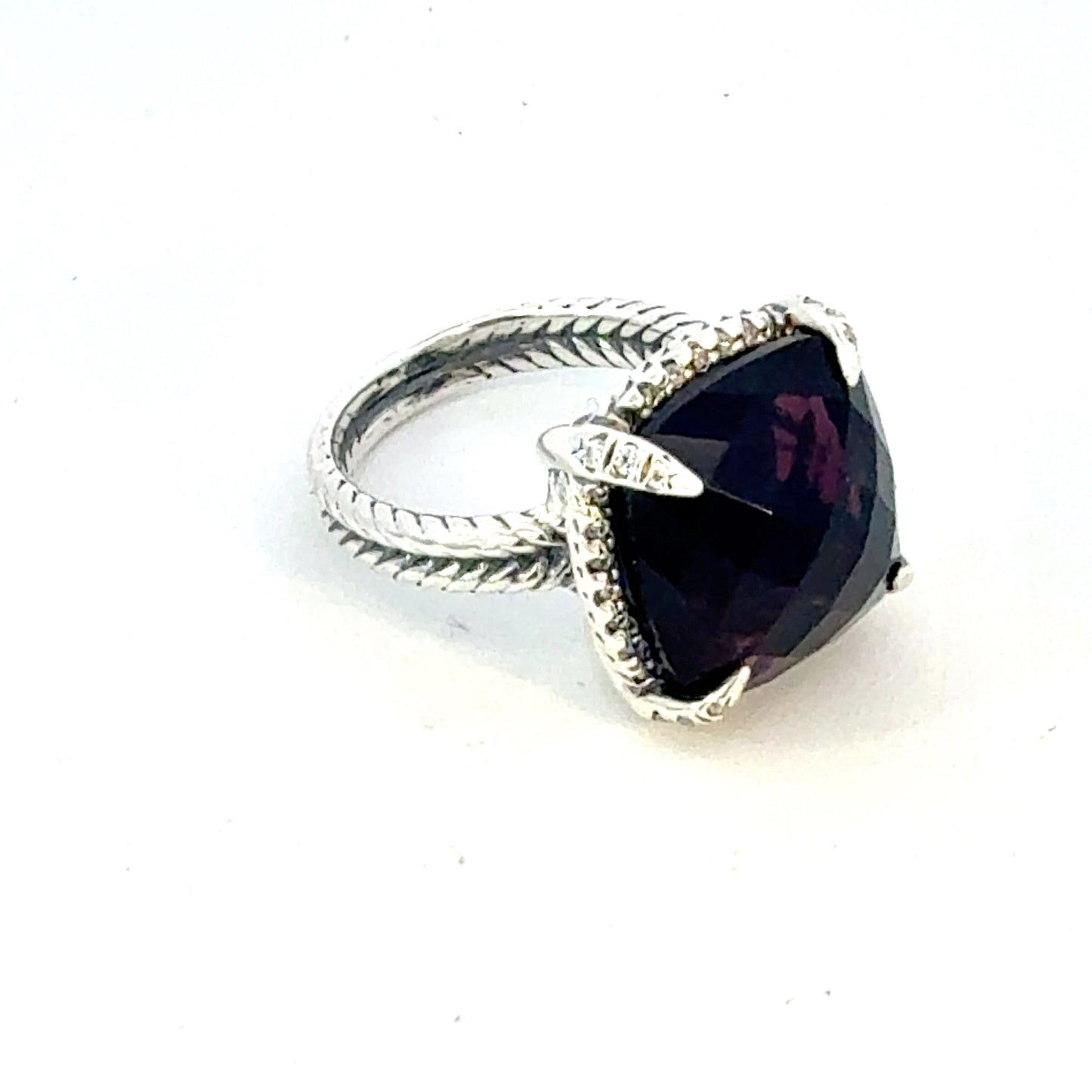 David Yurman Black Onyx Ring Size 6.5, 14 mm Sterling Silver Estate DY644