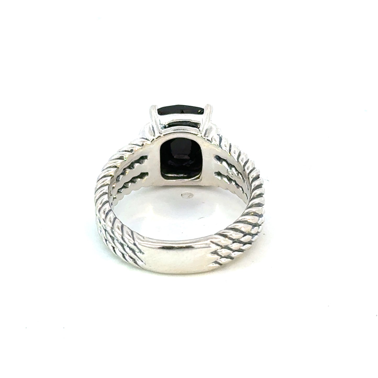 David Yurman Onyx Diamonds Ring Size 6.5 Sterling Silver Estate DY649