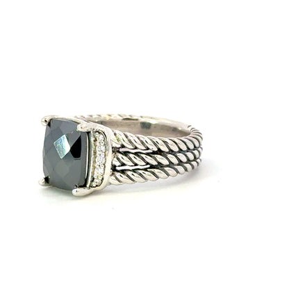 David Yurman Black Orquid Diamond Ring Size 7 Sterling Silver Estate DY652