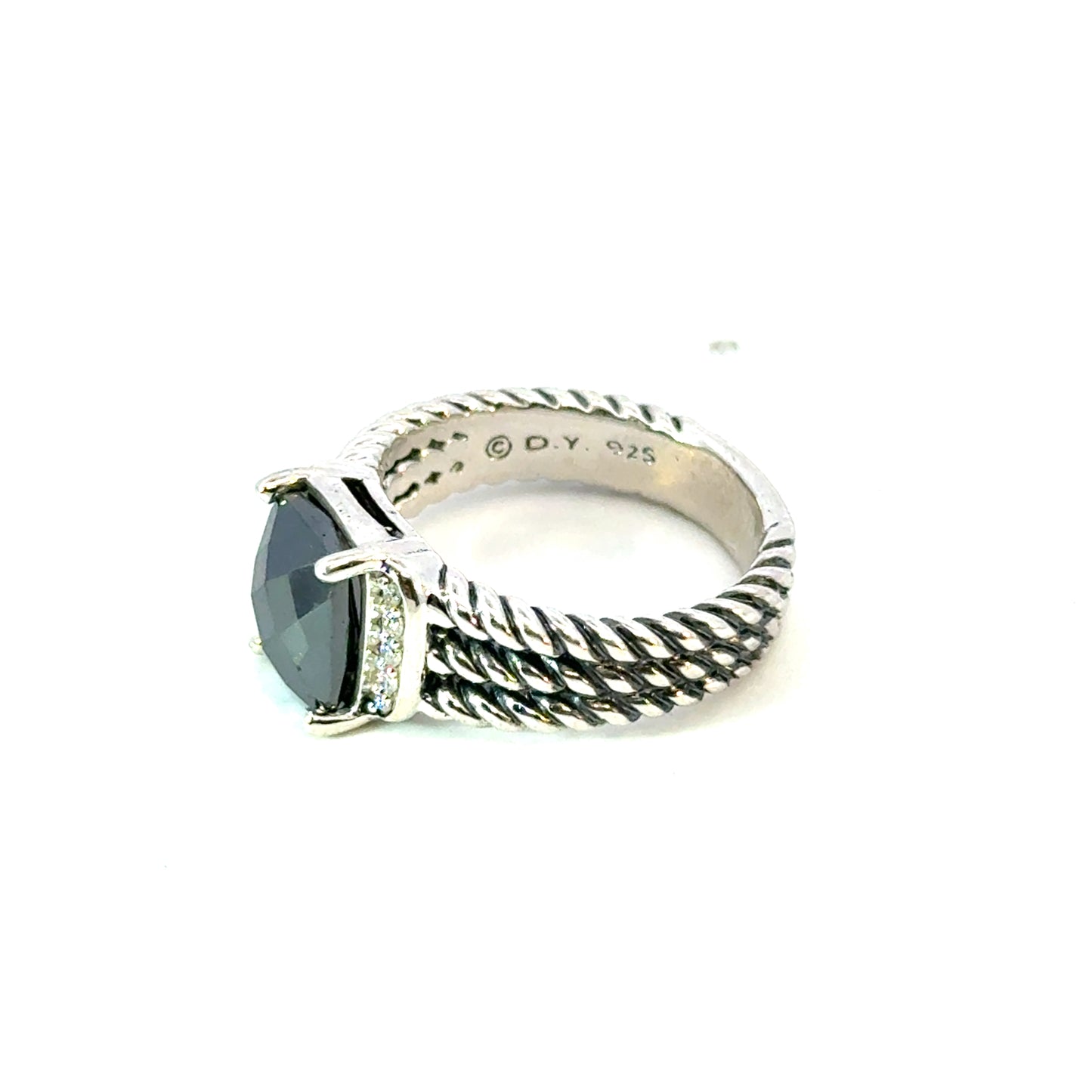 David Yurman Black Orquid Diamond Ring Size 7 Sterling Silver Estate DY652