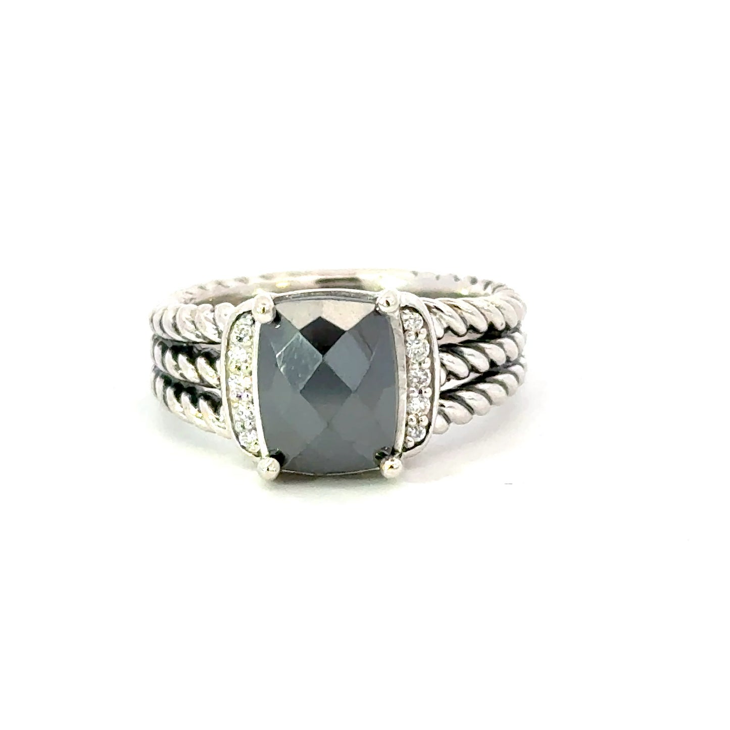 David Yurman Black Orquid Diamond Ring Size 7 Sterling Silver Estate DY652