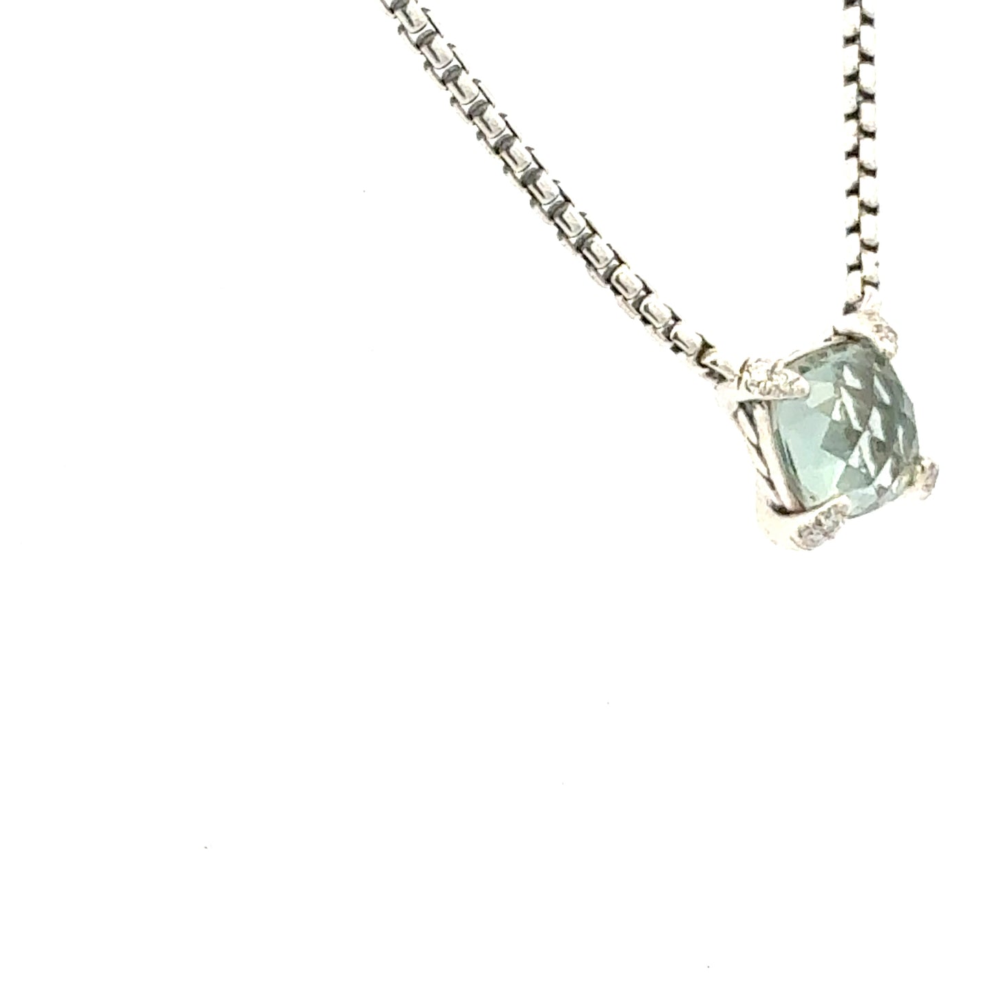 David Yurman Prasiolite Diamond Necklace 17" Sterling Silver Estate DY661