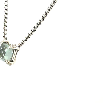 David Yurman Prasiolite Diamond Necklace 17" Sterling Silver Estate DY661