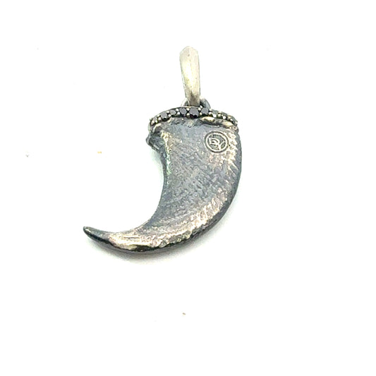 David Yurman Black Diamond Saber Tooth Pendant Sterling Silver Estate DY665